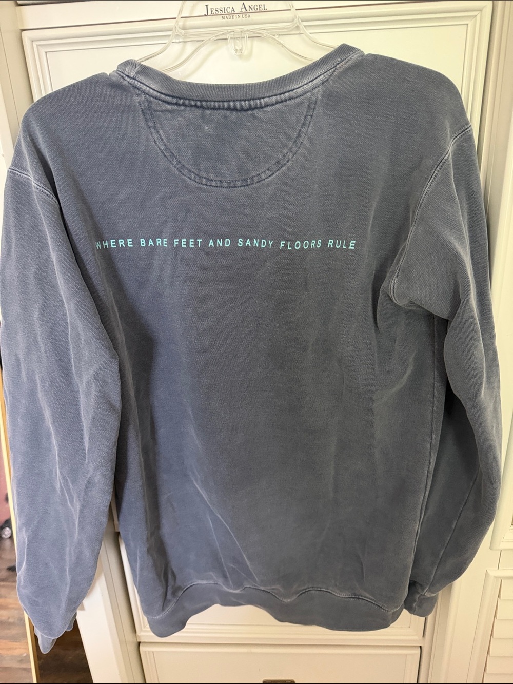 SEASIDE Graphic Crewneck Sweatshirt - Slate Blue with Teal Print - Picture 3 of 6